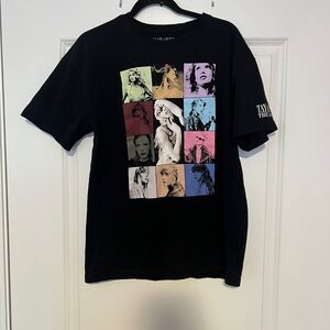 Taylor Swift Black Tee with Colorful Portraits Eras Tour
